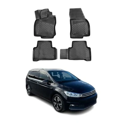 Image de Tapis de Sol Compatible avec VW Touran 2015 2022 Caoutchouc TPE Noir