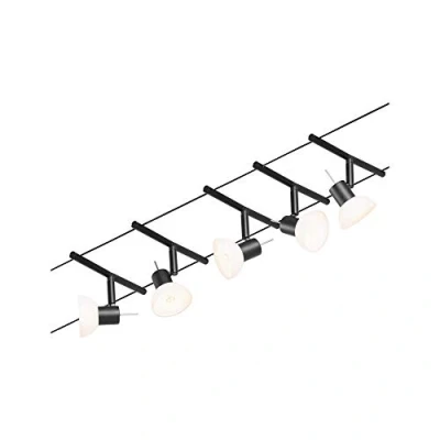 Image de Paulmann 94450 CorDuo Set Système de Câbles Sheela DC 5 x 10 watt max, Éclairage Extensible Noir Mat Câble Métallique Matière Plastique GU5,3 sans Ampoules