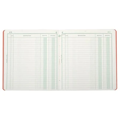 Image de Exacompta Réf. 930E 1 Piqûre recettes dépenses Numérotée Format vertical Dimensions extérieures : 21 x 19 cm 80 pages Couleurs aléatoires Bleu Jaune Rouge Vert
