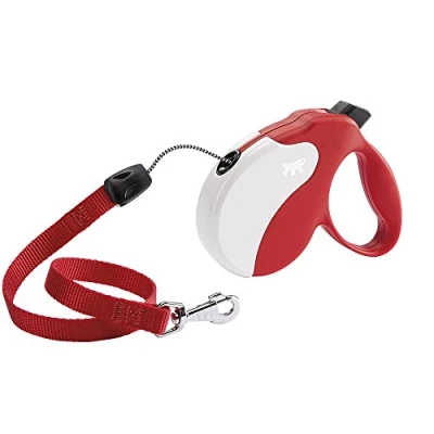 Image de Ferplast Laisse Chien Enrouleur Amigo Small, pour Petits Chiens jusqu&#039;à 15 Kg. Cordon Extensible Max 5 m. Bouton de Verrouillage et déverrouillage Unique, Rouge, Couvercle Blanc