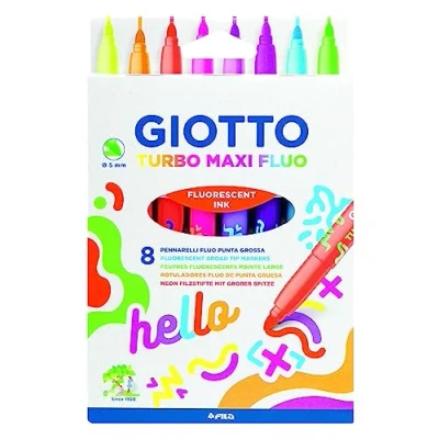 Image de GIOTTO Turbo Maxi Fluo Etui 8 Feutres, multicolore, 1 Unidad (Paquete de 1)
