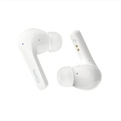Image de Belkin Écouteurs SoundForm™ Motion True Wireless avec suppression du bruit de fond (étui recharge sans fil, deux micros, IPX5, résistance à l&#039;eau, Bluetooth, pour iPhone et Samsung, blancs)