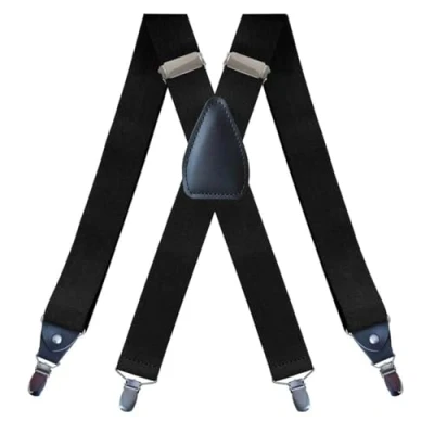 Image de PlayCool Bretelles élastiques réglables pour homme 3,5 cm de large en forme X avec 4 clips solides Noir