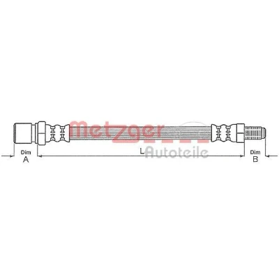 Image de METZGER 4118436 Flexible De Frein 414 M10 x 1 ALFA ROMEO: Spider, 155, GTV, LANCIA: Dedra Berline, DELTA 2, FIAT: Coupe
