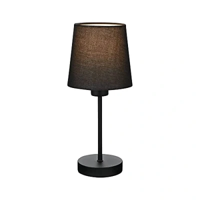 Image de BRILONER lampe design de table, chevet, bureau, 1 x E14, avec interrupteur à câble, abat jour en tissu, noir, 10 31,4 cm (Ø H) 7024 015