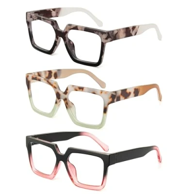 Image de JM Lunettes de Soleil Lecture Carrées pour Femmes 3 Paires,Lecteur d&#039;ordinateur Blocage la Lumière Bleue
