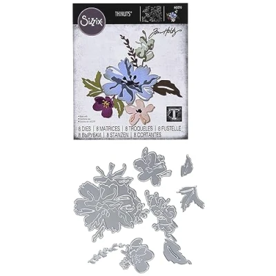 Image de Kit de matrices Thinlits, lot 8 fleurs Brushstroke #2 par Tim Holtz