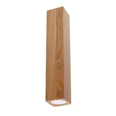 Image de SOLLUX lighting Plafonnier Bois Chêne Couleur Design Cubique Moderne pour Chambre Salon Style Scandinave GU10 A++ E 6/6/30 cm 1x Source Lumineuse Keke 306/6/30 30