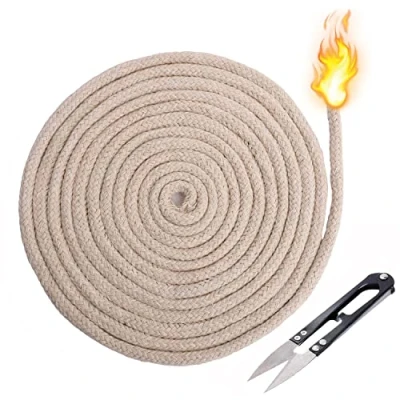 Image de Mèche ronde en coton 10 m Fabriquée à la main Pour lampe huile 6 mm
