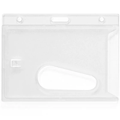 Image de CKB LTD Lot de 20 Claire Horizontal Porte Badge Plastique avec Fente pour le Pouce Cartes Sécurité D&#039;identité étiquette nom, Carte Bus, D&#039;étudiant, Visite 86 x 54mm