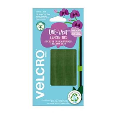 Image de Velcro Brand One Wrap Reusable Garden Ties Multi Purpose The Perfect Accessories &amp; Gentle on Plants Green 15cm x 12mm 12 Pre Cut