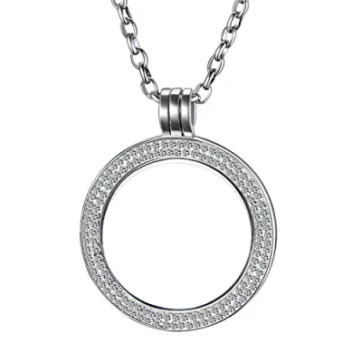 Image de Morella Collier pour Femme 70 cm Acier Inoxydable Coin Pendentif 33 mm dans Une Pochette en Velours