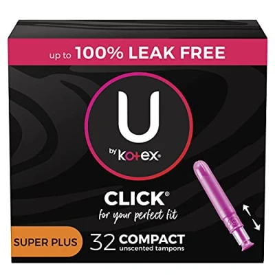 Image de U by Kotex Click Compact Lot de 32 tampons super absorbants, non parfumés