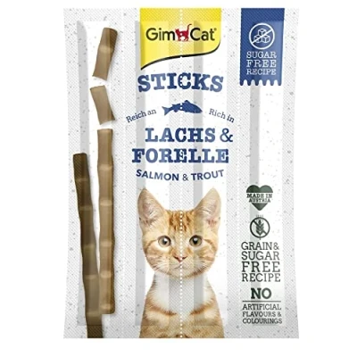 Image de GimCat Sticks Saumon &amp; truite Bâtonnets moelleux à mâcher avec un pourcentage élevé de viande et sans sucre ajouté 1 paquets (1 4 bâtonnets)