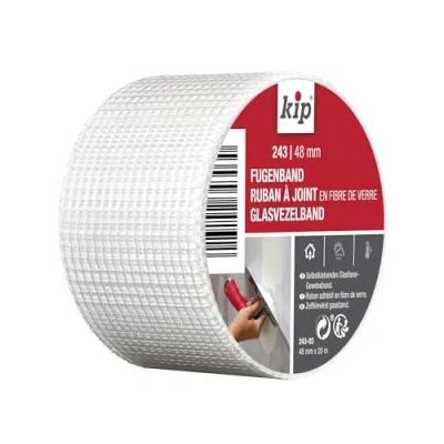 Image de Kip Ruban à joint en fibre de verre 243 03 Bande adhésive idéale pour l&#039;étanchéité des joints et trous Dimensions : 48mm x 20m Couleur blanc
