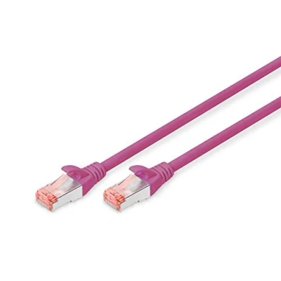 Image de DIGITUS Câble LAN Cat 6 2m RJ45 réseau S/FTP Blindé Compatible 6A &amp; 7 Magenta