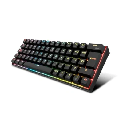 Image de KROM Kyara Clavier mécanique de Jeu RGB, Bluetooth 5.0, 2.4 GHz et USB, Design 60%, interrupteurs interchangeables, Compatible avec Windows, Android, iOS Mac, Disposition espagnole, Noir