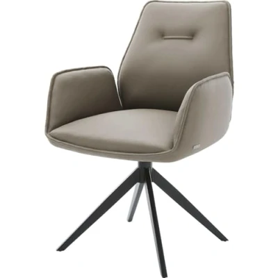 Image de Chaise pivotante Zoa Flex cuir de vache couleur boue pied croisé large noir pivotement sur 360 fonction bascule ressorts ensachés