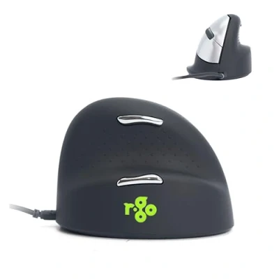 Image de R Go HE Souris Ergonomique Filaire, avec Le Logiciel Anti RSI, Prévention tendinite, Verticale, Clic Silencieux, Compatible Windows/MacOS/Linux, 2400 DPI réglable et 5 Boutons, Noir