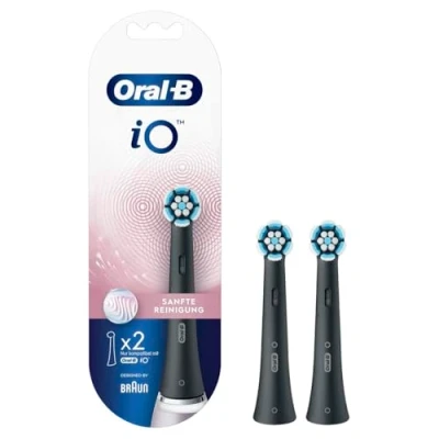 Image de Oral B iO Lot de 2 brossettes nettoyage en douceur pour brosse à dents électrique Noir
