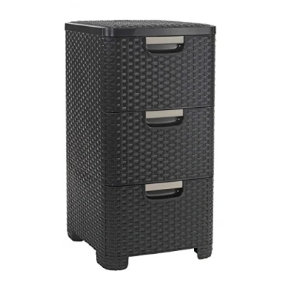 Image de CURVER Tour de Rangement Aspect rotin 3 tiroirs x 14 L My Style