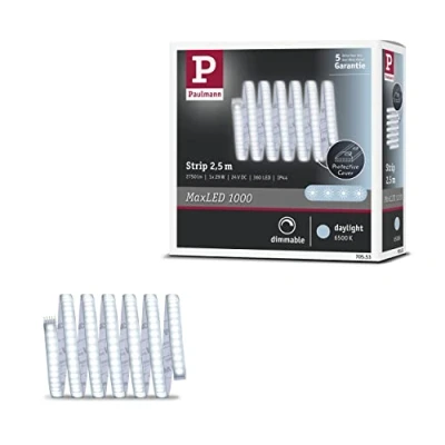 Image de Paulmann MaxLED 70553 Ruban LED 1000 blanc lumière du jour 2,5 m 29 W 2750 lm 6500 K IP44 à intensité variable en plastique argenté