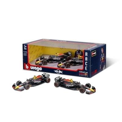Image de Bburago Formule 1 Red Bull RB20 2 Set (2024) : Kit de Voiture Miniature à l&#039;échelle 1/43, Window Box, 25,4 cm, Noir (18 38173)