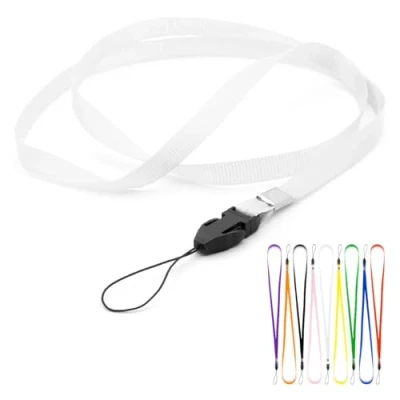Image de CKB LTD Cordon Lanyard courroie De cou Strap lanière For Carte ID Support Badge Card/Mobile Phone USB Gym Key Access Pass Holder Loop Clips (Blanc, 10 pièces)