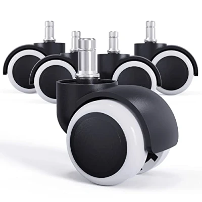 Image de LIHAO 5pcs roulettes Universelles et Résistantes à l’Abrasion pour Sols Durs (Blanc Noir, 11/50 mm)