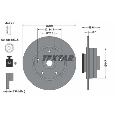 Image de TEXTAR Disque de frein RENAULT: Megane 4, IV Berline PRO 8mm 05/05 114,3mm plein revêtu 92291003 432000185R,432006609R,432027412R