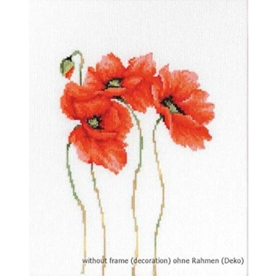 Image de Lucas S LB2224 Kit pour Point de Croix Compté Motif Trois Coquelicots 22 x 15 cm