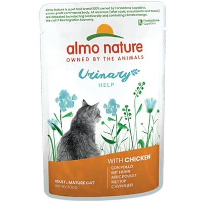 Image de Almo Nature Holistic Functional Urinary Support avec Poulet. Nourriture Humide pour Chat Adulte. Alimentation complète en sachets fraîcheur 30 x 70g