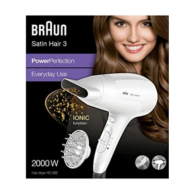 Image de Braun BRHD385E Sèche cheveux Satin Hair 3 Power Perfection. puissant et léger pour une utilisation quotidienne.
