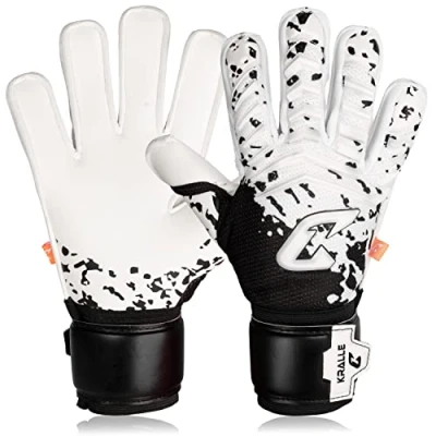 Image de CATCH &amp; KEEP Gants de gardien but pour enfant Blanc Taille 4 légers avec soutien du pouce et bandage poignet plus épais