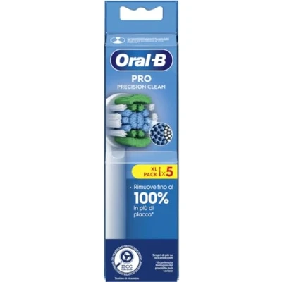 Image de Oral B Precision Clean têtes de brosse à dents électrique, lot 5 rechange, 3 types poils pour un nettoyage précis et blanchissant, indicateur d&#039;utilisation la tête