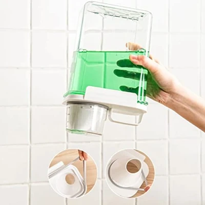 Image de distributeur de détergent à lessive hermétique 1800 ml avec tasse mesurer, en poudre multi usage, récipient rangement pour laver, boîte