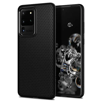 Image de Coque Samsung Galaxy S20 Ultra Silicones et TPU (doux) Spigen silicone/Coque Étui téléphone Noir Shockproof