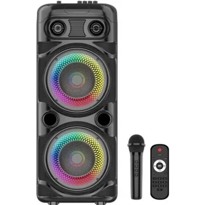Image de Enceinte Karaoké lumineuse INOVALLEY KA123 XXL Bluetooth V5.0 75 cm 900 W Noir Neuf