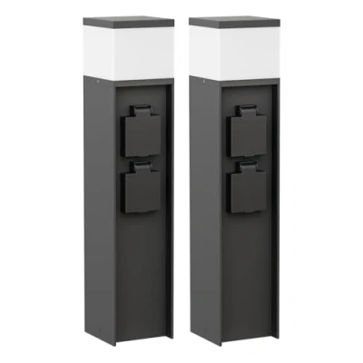 Image de ledscom.de 2 pièces Lumière de chemin/Borne d&#039;éclairage/Lampe jardin POMI pour l&#039;extérieur, IP44, 39 cm, noir, 1x G9 max. 10W, prises courant