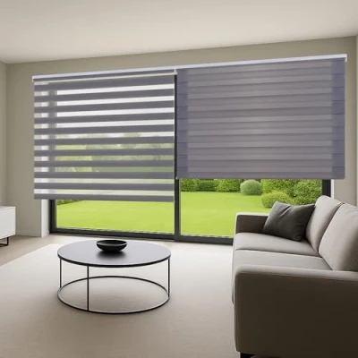 Image de Store Enroleur Jour Nuit Double Tissu éleegant Facile à Montage Idéal pour fenêtres intérieures Les Stores et Donne Une adaptabilité Entre la lumière Le Noir STORESDECO Argent 180x180 cm