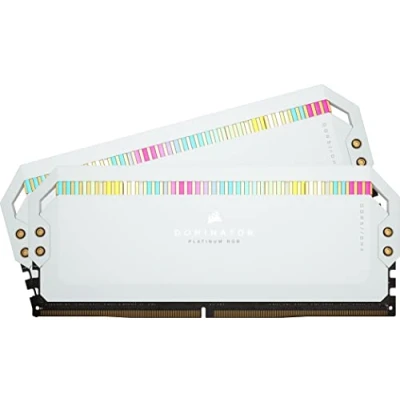 Image de CORSAIR DOMINATOR PLATINUM RGB DDR5 RAM 32Go (2x16Go) 5200MHz CL40 Intel XMP Compatible iCUE Mémoire d&#039;Ordinateur Blanc (CMT32GX5M2B5200C40W)