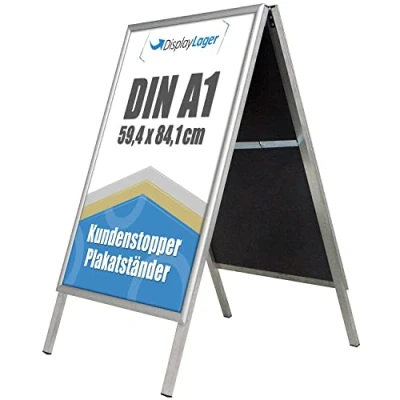 Image de DisplayLager A1 Porte Affiche BUDGET Alu Line Argent, pour usage intérieur, double face (2 affiches)