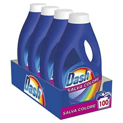 Image de Dash Lessive lave linge liquide 100 lavages (4 x 25), spécifique pour vêtements colorés, Maxi format, nettoyage en profondeur tous les