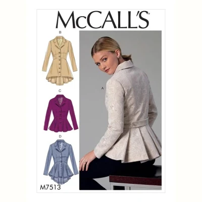 Image de McCall&#039;s Patterns 7513 A5 Patrons de Vestes pour Femme Tailles 34 à 42 Tissu Multicolore 17 x 0,5 0,07 cm