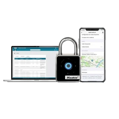 Image de Master Lock 4400EUREC Cadenas bluetooth connecté pour usage privé ou professionnel, Intérieur, Accès avec votre smartphone