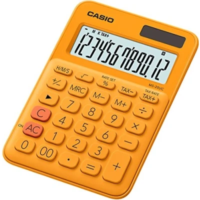 Image de CASIO Calculatrice de Bureau à 12 Chiffres MS 20UC RG S EC, Coloris Orange