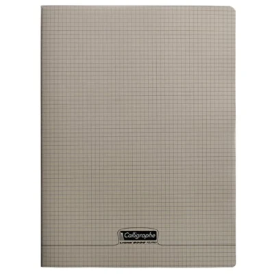 Image de Calligraphe 18386C Un Cahier Agrafé Gris (une Marque de Clairefontaine) 24x32 cm 96 Pages Petits Carreaux Papier Blanc 90 g Couverture Polypro Transparent