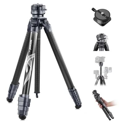 Image de Neewer LITETRIP LT32 Trépied de Voyage en Fibre Carbone avec Base nivellement ± 15, axe Central Amovible, Boucle à Rabat Rapide, Plaque QR Type Pan Arca 360 Compatible Peak Design