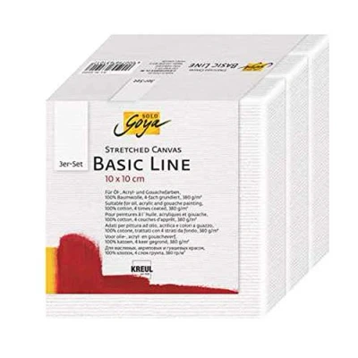Image de Kreul 631010 Solo Goya Stretched Canvas Basic Line Châssis 10 x cm, Lot de 3, avec Toile en Coton 4 Fois apprêtée, pour Huile, Acrylique et Gouache, 10125355, White