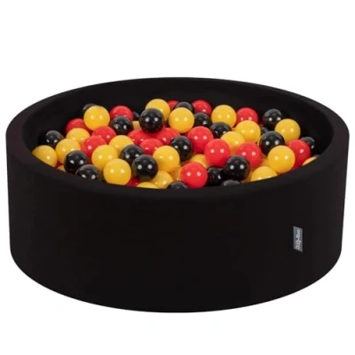 Image de KiddyMoon Piscine À Balles pour Bébé Rond 90X30cm/300 7Cm Fosses Boules Jouet Enfant, Belgique: Noir/Jaune/Rouge